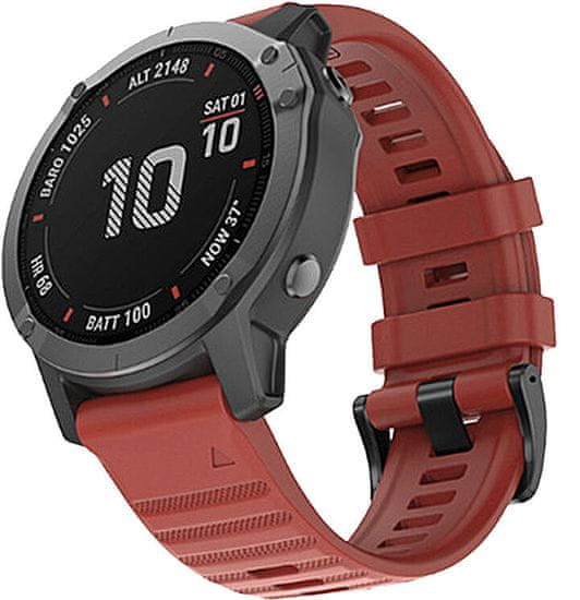 RhinoTech silikonový outdoor řemínek pro Garmin QuickFit, 26mm, červená