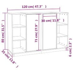 Petromila vidaXL Komoda medovohnedá 120x35x80 cm borovicový masív