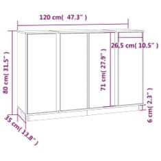 Petromila vidaXL Komoda medovohnedá 120x35x80 cm borovicový masív