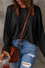 OMG! Dámsky jednofarebný patchworkový sveter s dlhým rukávom Baja čierna M