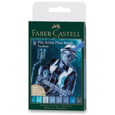 Faber-Castell Popisovač Pitt Artist Pen Brush Blues súprava 8 ks, hrot B