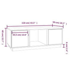 Vidaxl Konferenčný stolík biely 110x50x40 cm borovicový masív