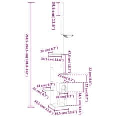 Vidaxl Strom pre mačky od podlahy po strop tmavosivý 258,5-284,5 cm