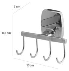 BISK Nástenný štvornásobný vešiak na oblečenie Oregon chróm