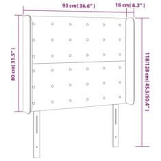 Vidaxl Čelo postele s LED tmavosivé 93x16x118/128 cm látka