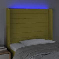 Vidaxl Čelo postele s LED zelené 83x16x118/128 cm látka