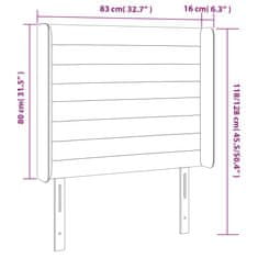 Vidaxl Čelo postele s LED bledosivé 83x16x118/128 cm látka