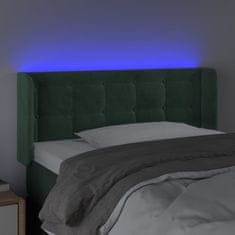 Vidaxl Čelo postele s LED tmavozelené 93x16x78/88 cm zamat