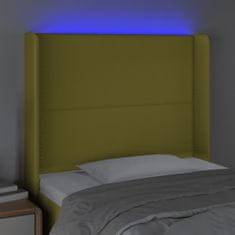 Vidaxl Čelo postele s LED zelené 83x16x118/128 cm látka