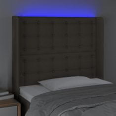 Vidaxl Čelo postele s LED sivohnedé 83x16x118/128 cm látka