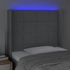 Vidaxl Čelo postele s LED bledosivé 93x16x118/128 cm látka