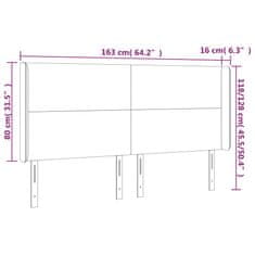 Vidaxl Čelo postele s LED tmavosivé 163x16x118/128 cm zamat