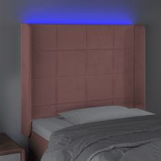 shumee Čelo postele s LED ružové 83x16x118/128 cm zamat