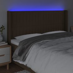 Vidaxl Čelo postele s LED tmavohendé 203x16x118/128 cm látka