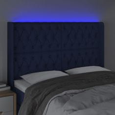 Vidaxl Čelo postele s LED modré 163x16x118/128 cm látka