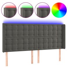 Vidaxl Čelo postele s LED tmavosivé 163x16x118/128 cm zamat