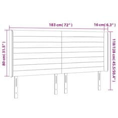 Vidaxl Čelo postele s LED čierne 183x16x118/128 cm zamat