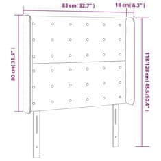 Vidaxl Čelo postele s LED bledosivé 83x16x118/128 cm zamat