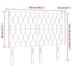 Vidaxl Čelo postele s LED čierne 163x16x118/128 cm zamat