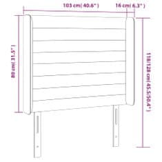 Vidaxl Čelo postele s LED tmavosivé 103x16x118/128 cm zamat