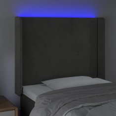 Vidaxl Čelo postele s LED bledosivé 103x16x118/128 cm zamat