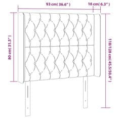 Vidaxl Čelo postele s LED krémové 93x16x118/128 cm látka