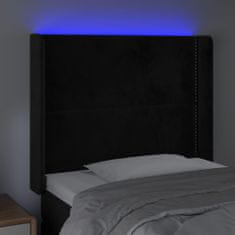 Vidaxl Čelo postele s LED čierne 93x16x118/128 cm zamat