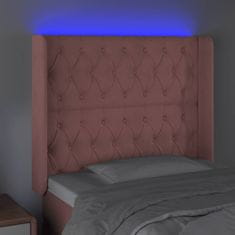 Vidaxl Čelo postele s LED ružové 103x16x118/128 cm zamat