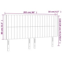 Vidaxl Čelo postele s LED tmavohendé 203x16x118/128 cm látka