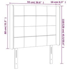 Vidaxl Čelo postele s LED ružové 93x16x118/128 cm zamat