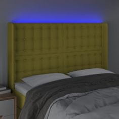 Vidaxl Čelo postele s LED zelené 147x16x118/128 cm látka