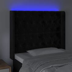 Vidaxl Čelo postele s LED čierne 103x16x118/128 cm zamat