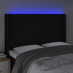 Vidaxl Čelo postele s LED čierne 147x16x118/128 cm látka