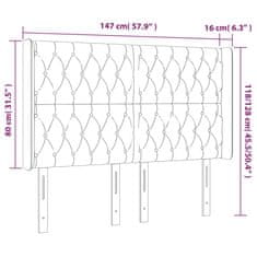 Vidaxl Čelo postele s LED tmavohendé 147x16x118/128 cm látka