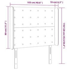 Vidaxl Čelo postele s LED tmavosivé 103x16x118/128 cm zamat