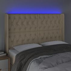 Vidaxl Čelo postele s LED krémové 163x16x118/128 cm látka