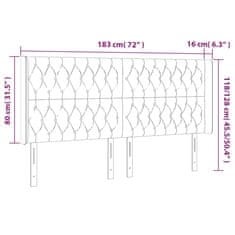 Vidaxl Čelo postele s LED bledosivé 183x16x118/128 cm zamat