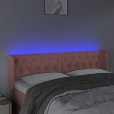 Vidaxl Čelo postele s LED ružové 163x16x78/88 cm zamat