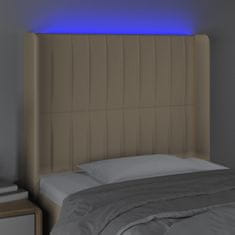 Vidaxl Čelo postele s LED krémové 83x16x118/128 cm látka