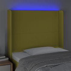 Vidaxl Čelo postele s LED zelené 83x16x118/128 cm látka