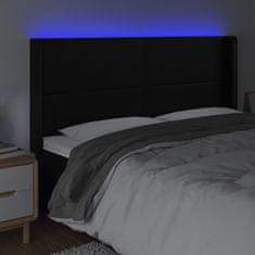 Vidaxl Čelo postele s LED čierne 183x16x118/128 cm umelá koža