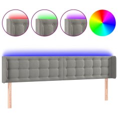 Vidaxl Čelo postele s LED bledosivé 163x16x78/88 cm zamat