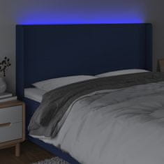 Vidaxl Čelo postele s LED modré 203x16x118/128 cm látka