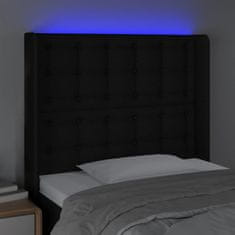 Vidaxl Čelo postele s LED čierne 93x16x118/128 cm látka