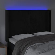 Vidaxl Čelo postele s LED čierne 147x16x118/128 cm zamat