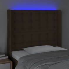 Vidaxl Čelo postele s LED tmavohendé 93x16x118/128 cm látka