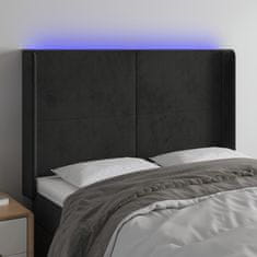 Vidaxl Čelo postele s LED čierne 147x16x118/128 cm zamat