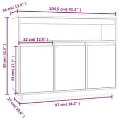 Vidaxl Komoda čierna 104,5x34x80 cm borovicový masív