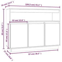 Petromila vidaXL Komoda medovo-hnedá 104,5x34x80 cm borovicový masív