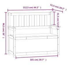 Vidaxl Lavička biela 112,5x51,5x96,5 cm masívne mangovníkové drevo